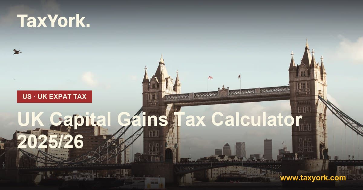 UK Capital Gains Tax Calculator 2025/26 for property and shares at 18% and 24% — TaxYork